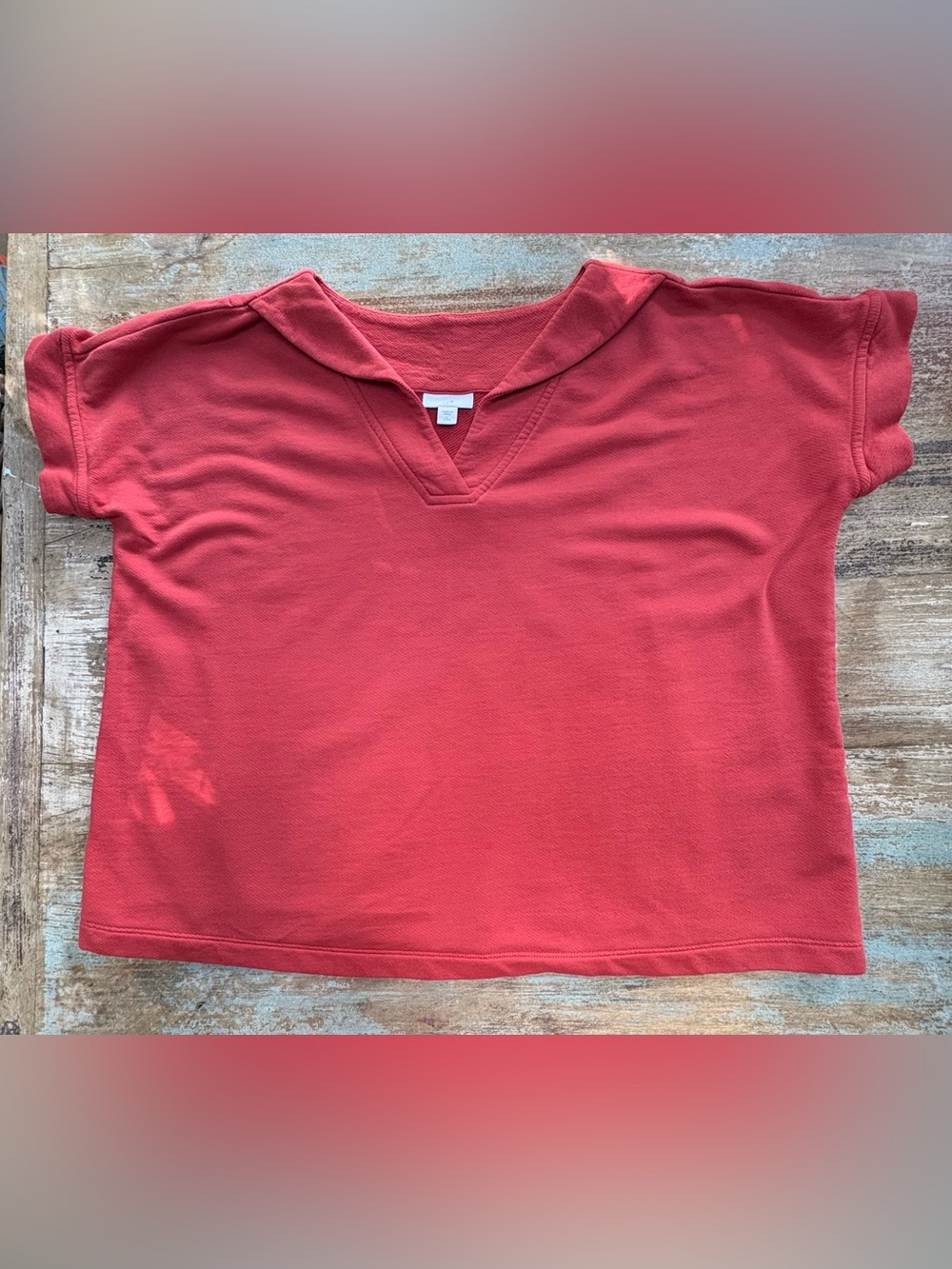 J. Jill Red Short Sleeve V-Neck Top